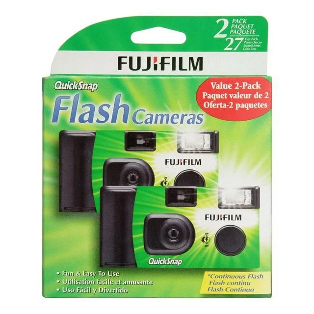 Fujifilm QuickSnap One Time Use 35mm Camera with Flash, 2 Pack